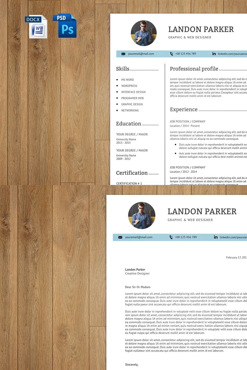 Resume & Cover Letter Template |V014 pinterest preview image.