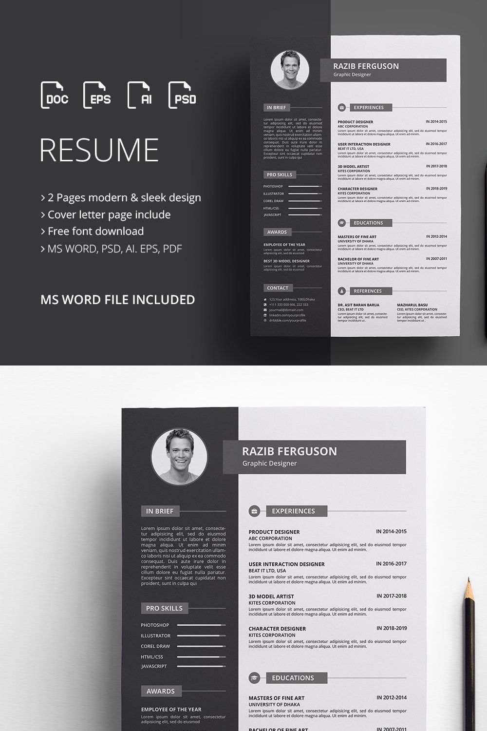 Resume / CV pinterest preview image.
