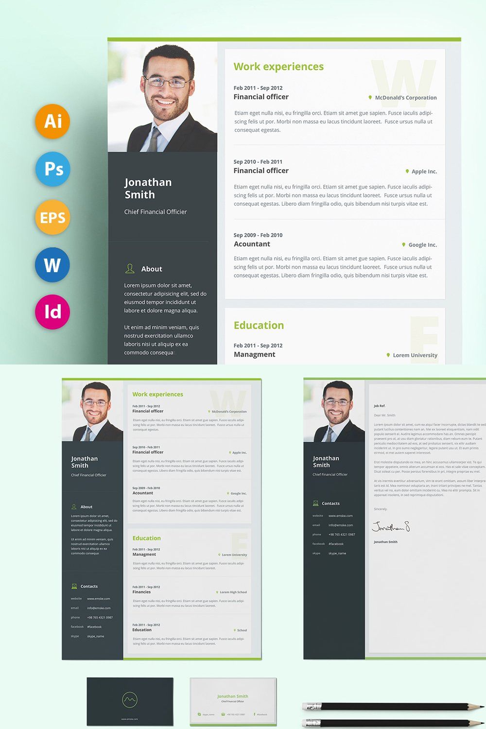 Resume / CV - "Pro Material" pinterest preview image.