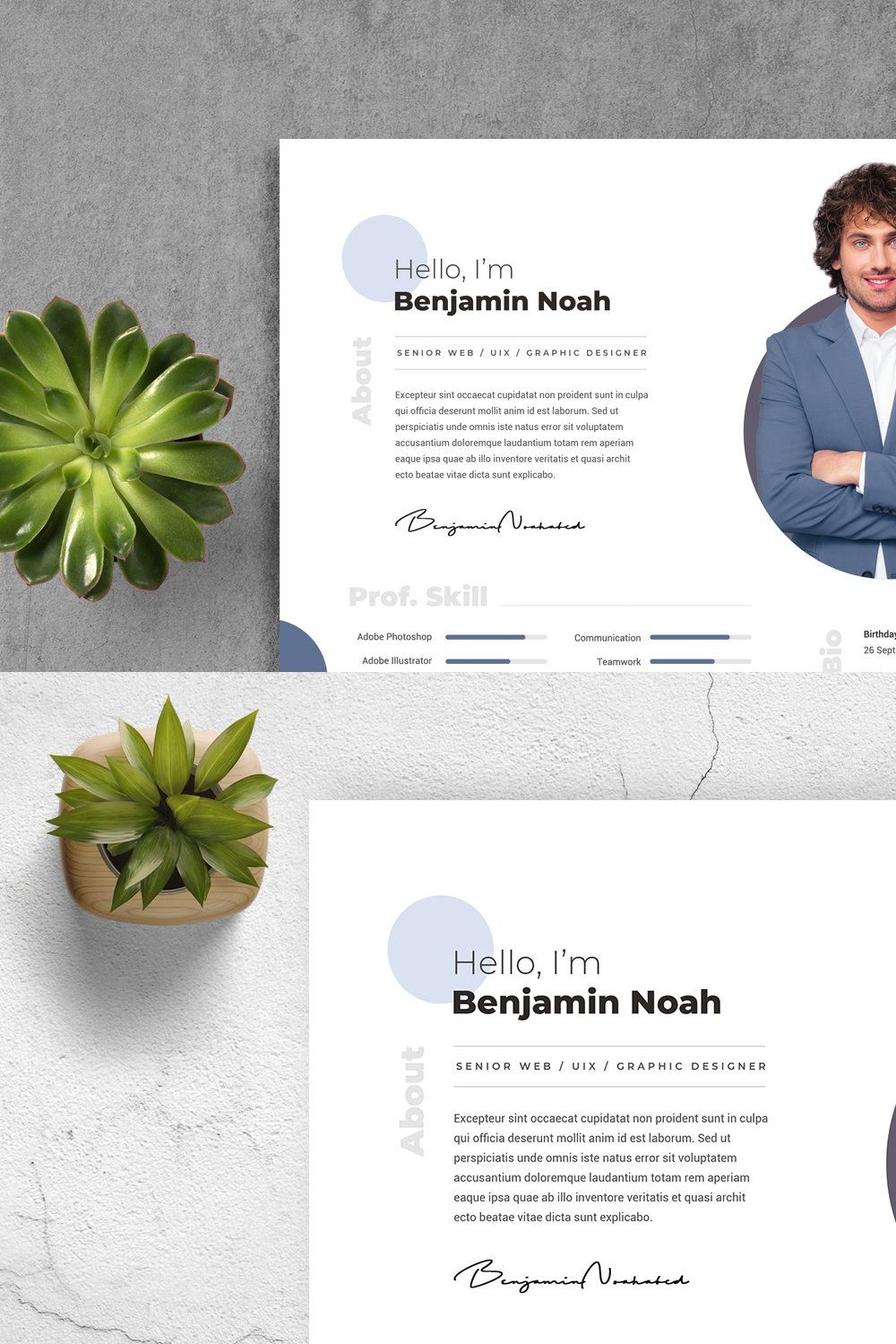 Resume CV Template 13 pinterest preview image.