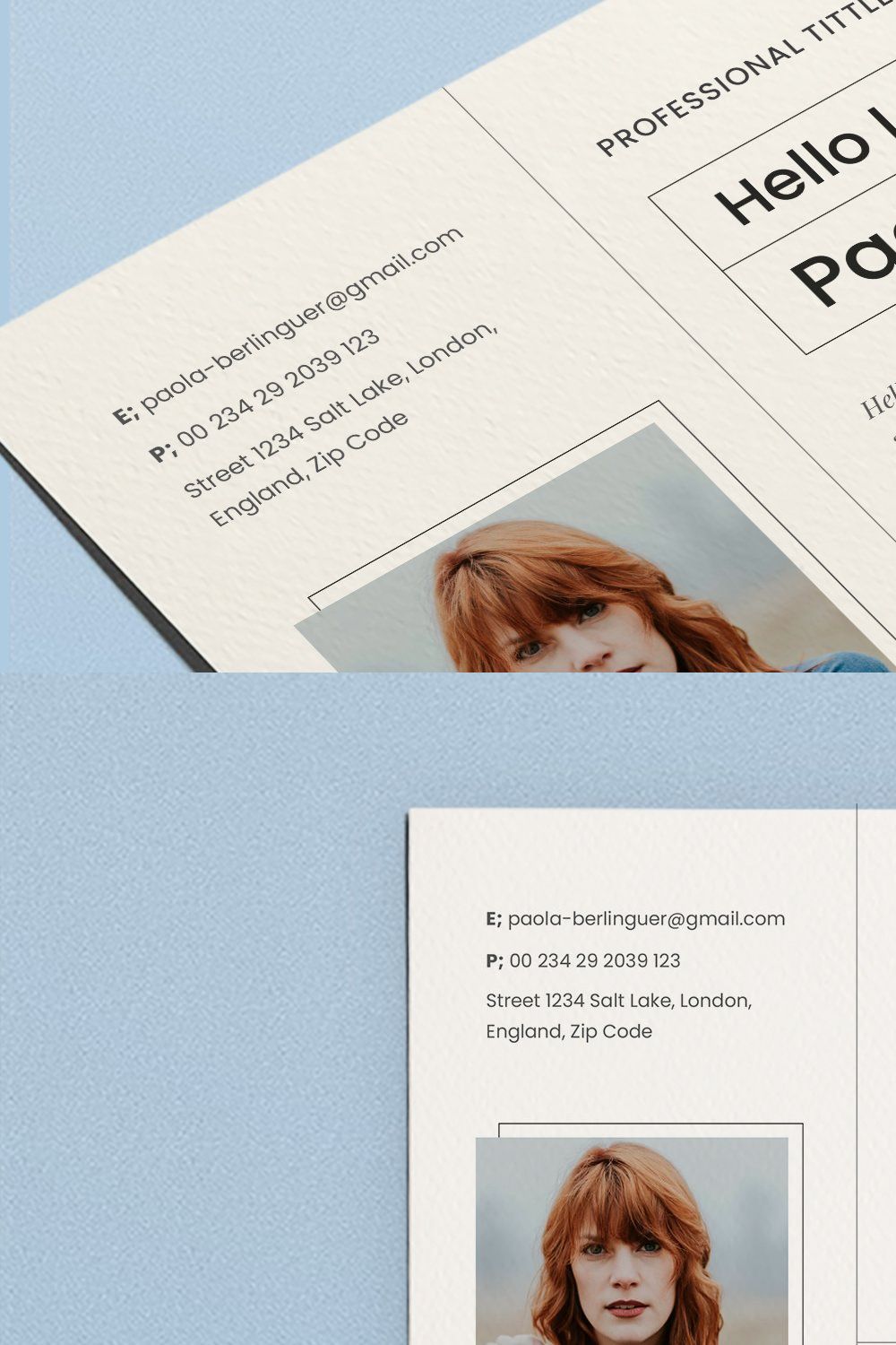 Resume Cv Template pinterest preview image.
