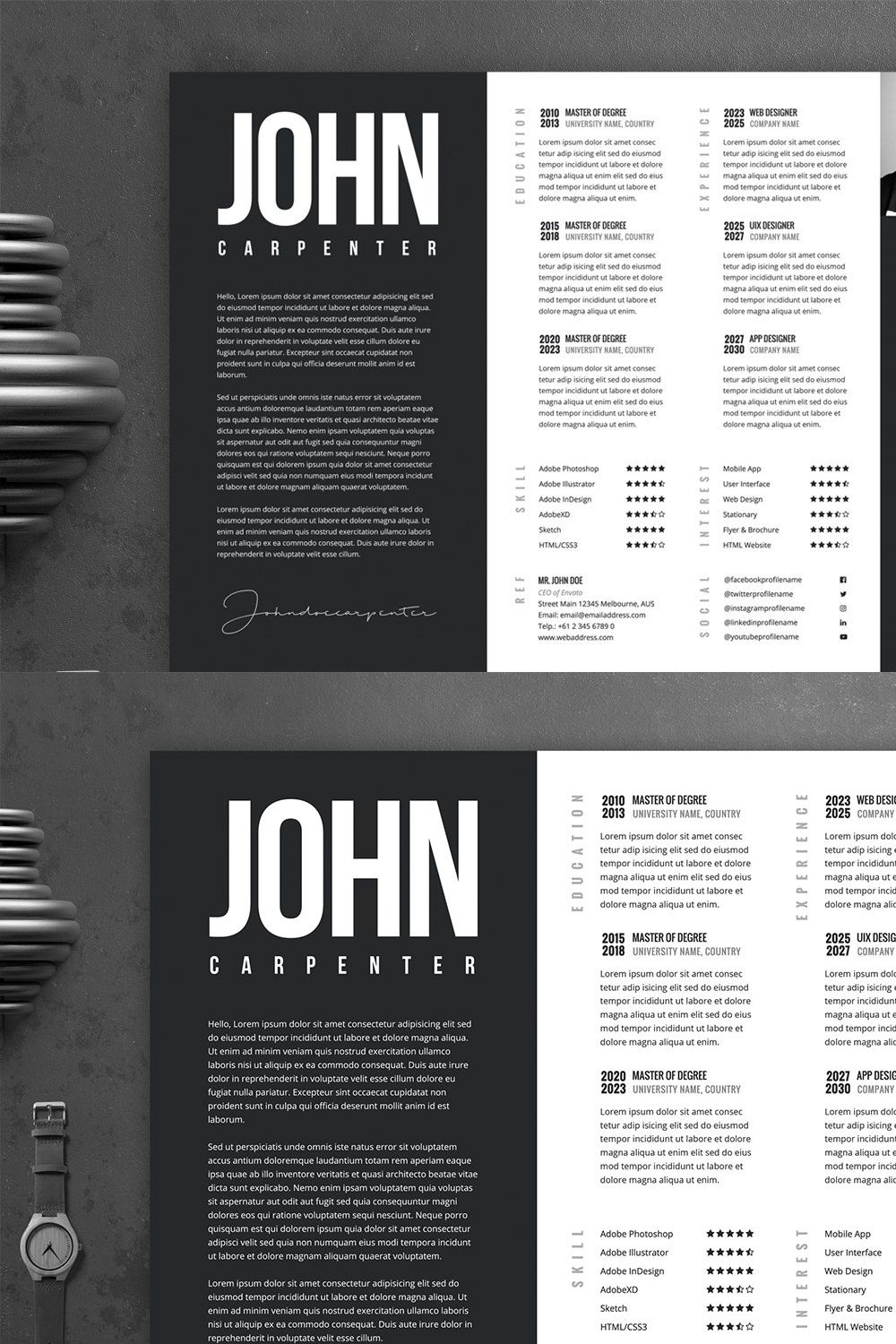 Resume CV Template 52 pinterest preview image.