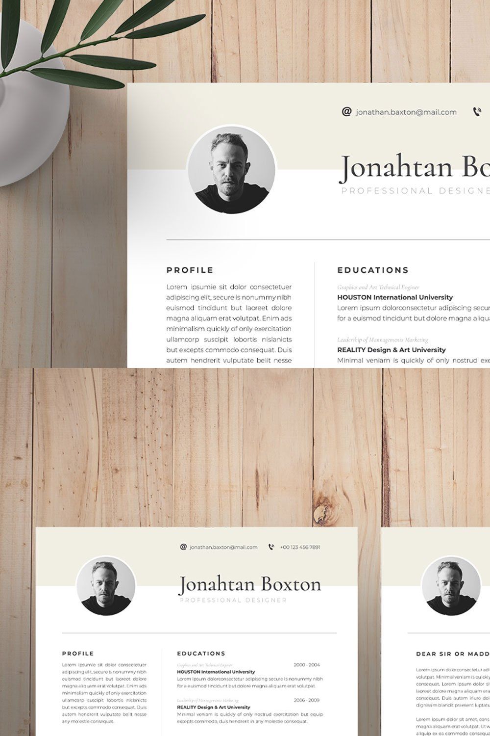 Resume / CV Template pinterest preview image.