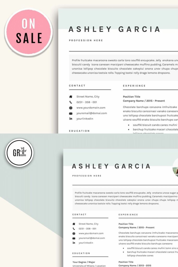 Resume CV Template for Word – MasterBundles