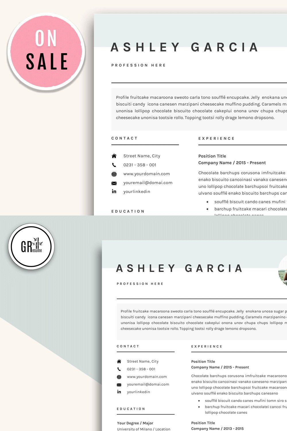 Resume CV Template for Word pinterest preview image.
