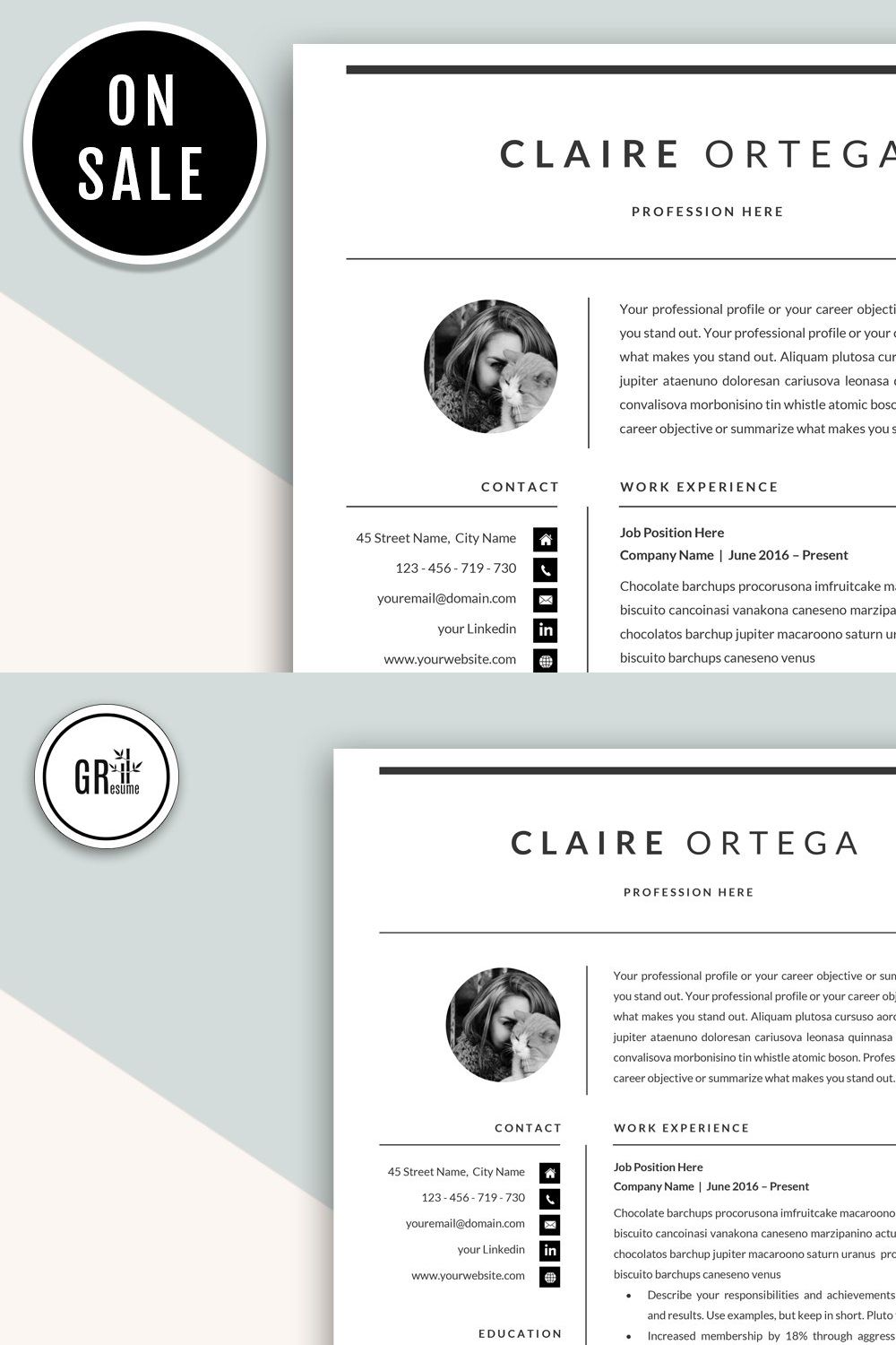 Resume CVTemplate for Microsoft Word pinterest preview image.