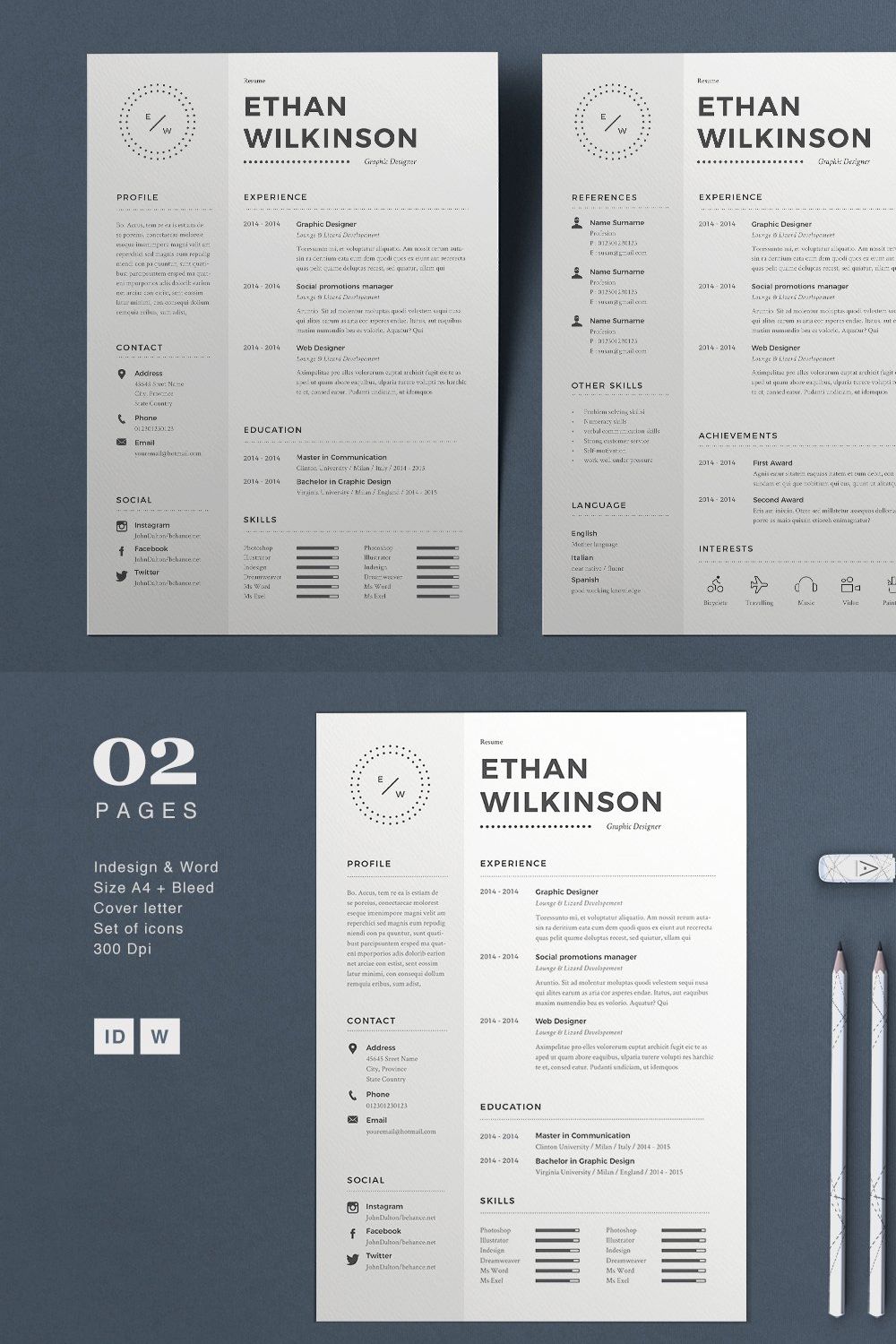 Resume Ethan pinterest preview image.