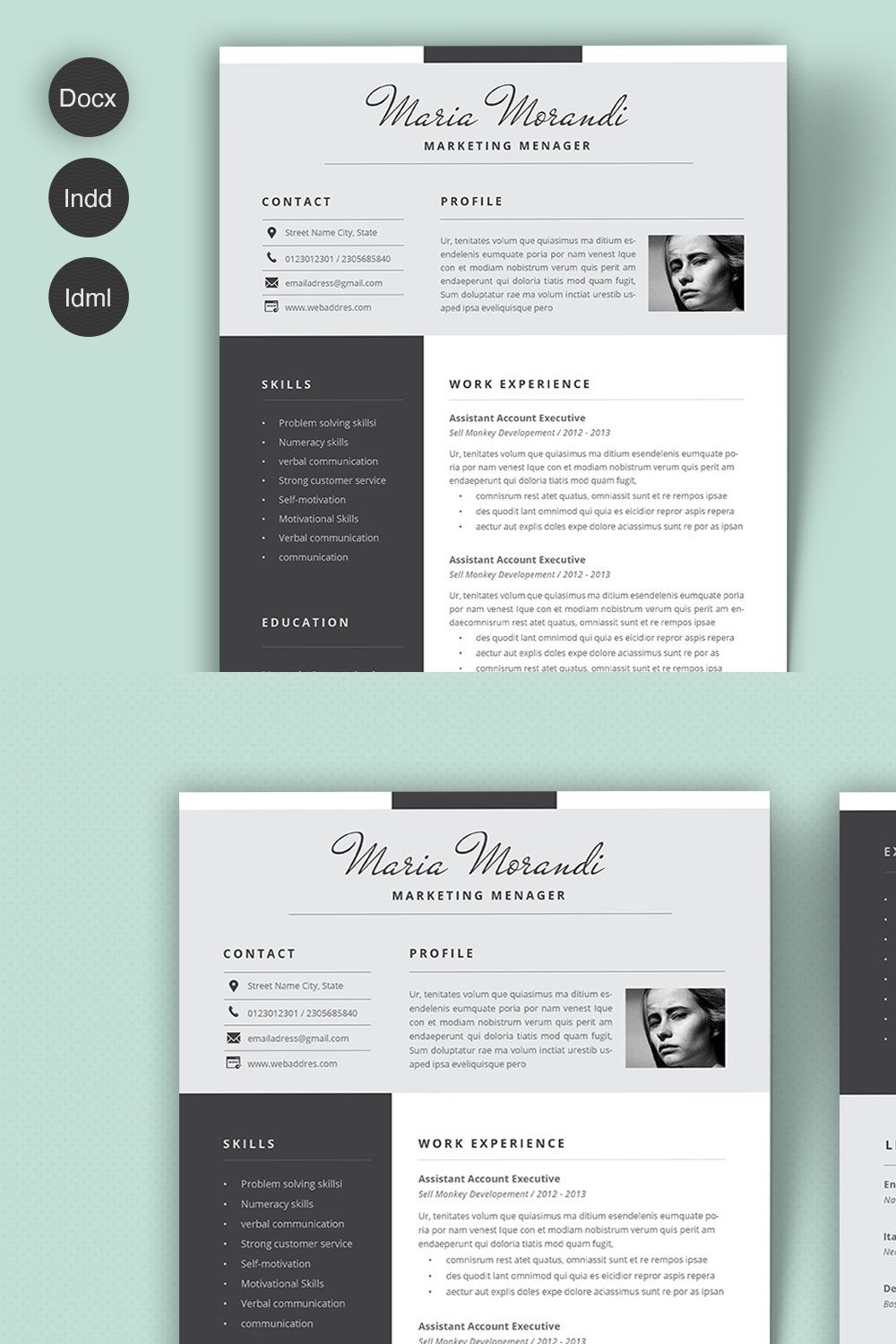 Resume Maria pinterest preview image.