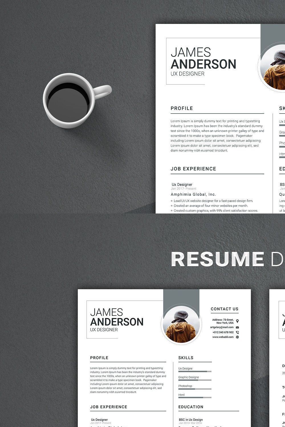 Resume MS Word pinterest preview image.