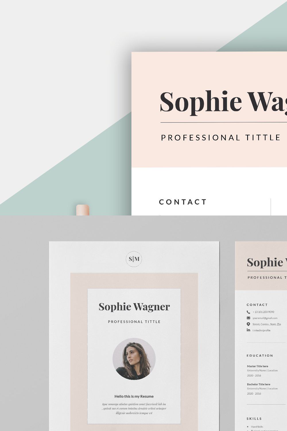 Resume Sophie pinterest preview image.
