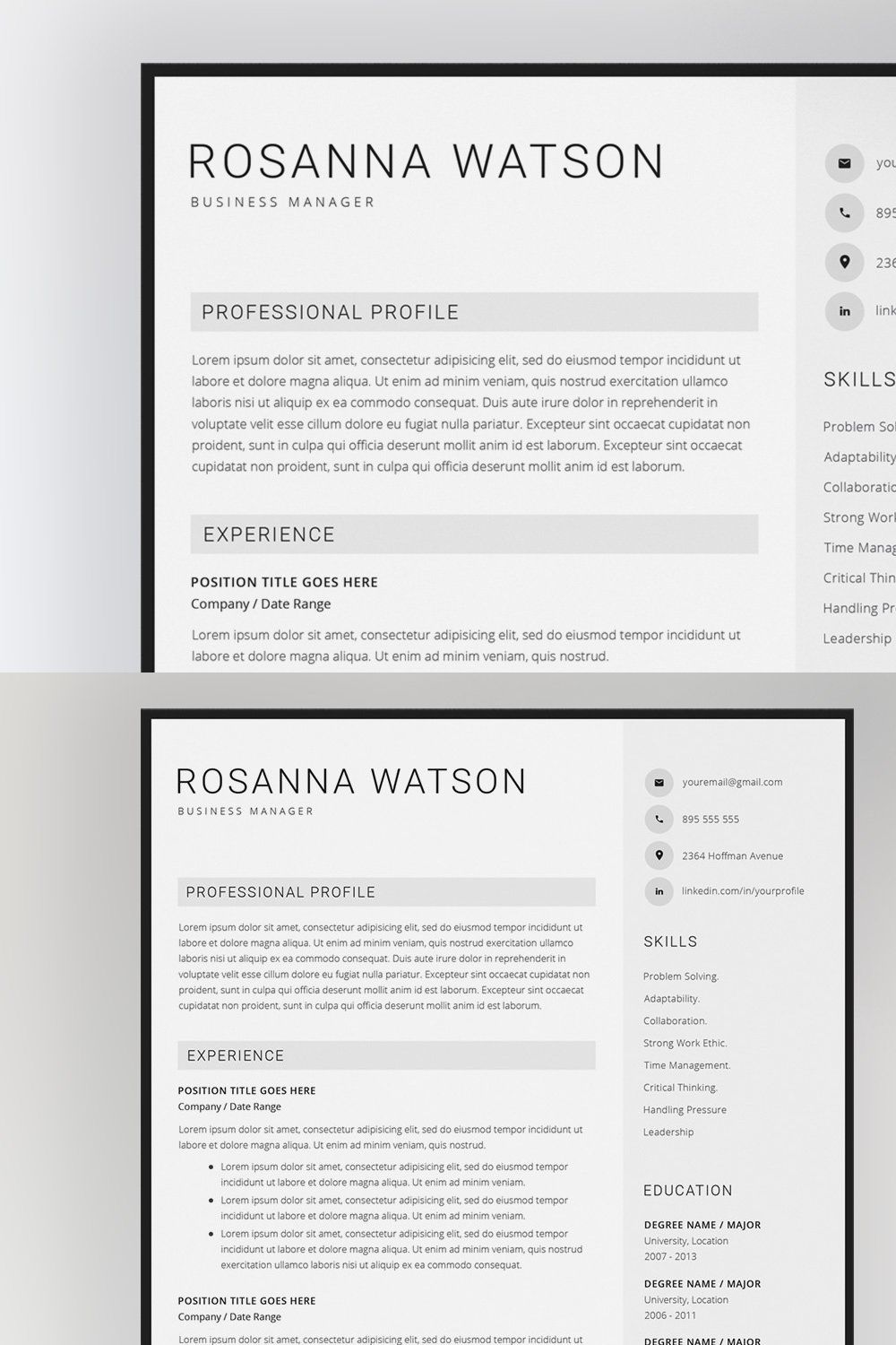 Resume Template / 4 Pages CV pinterest preview image.