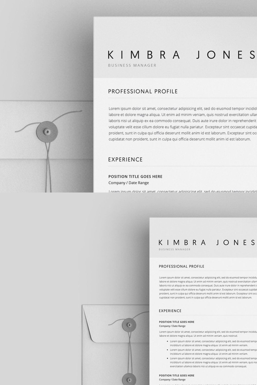 Resume Template / 4 Pages CV pinterest preview image.