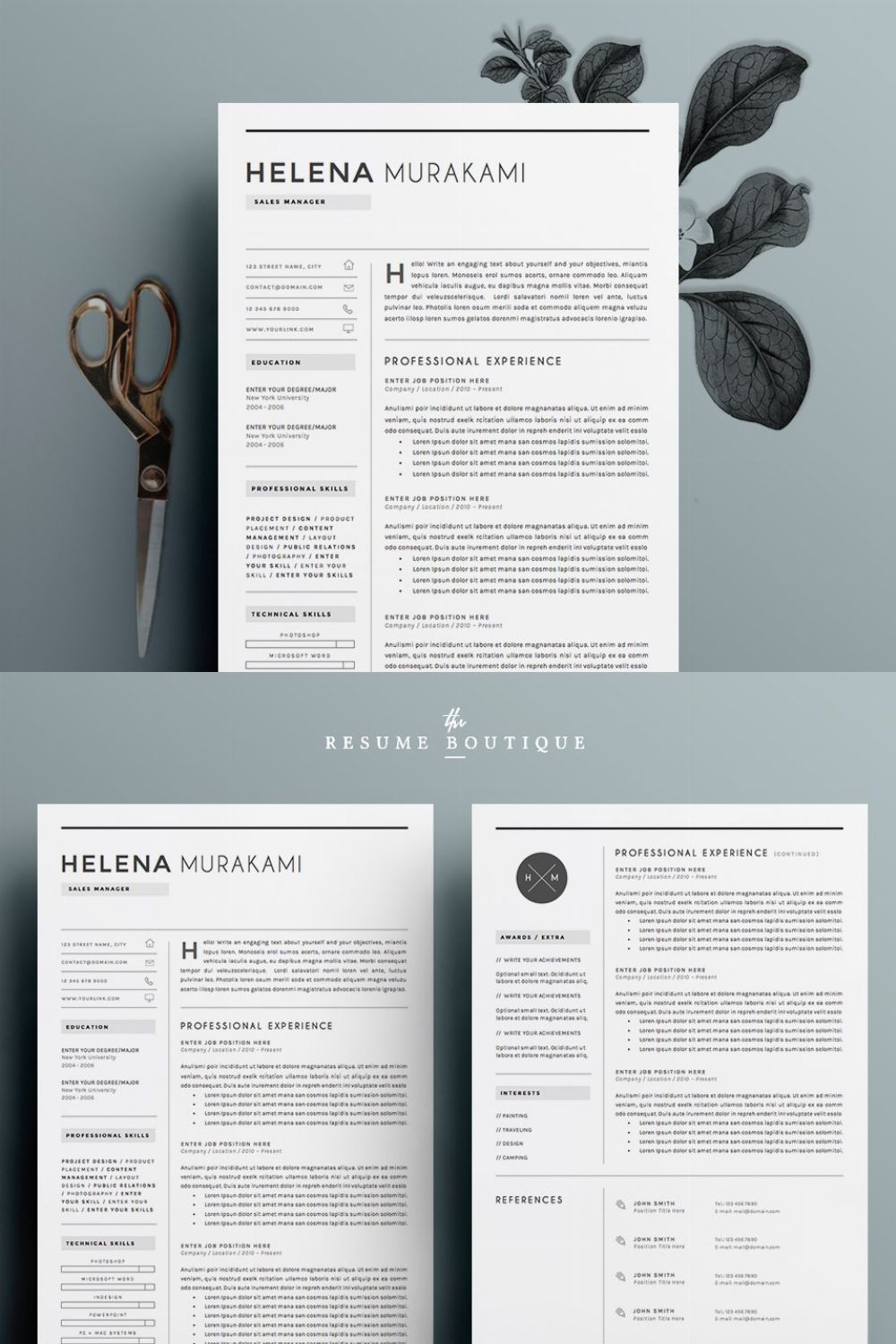 Resume Template 4 pages | Simplifier pinterest preview image.