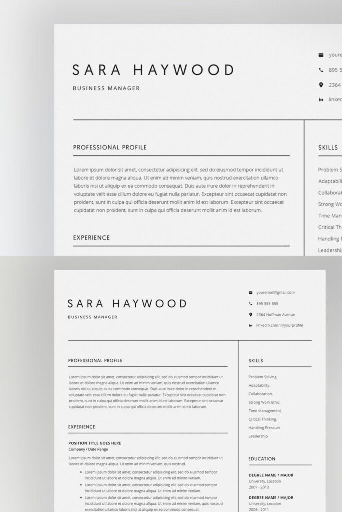 Resume Template | 4 Pages Template – MasterBundles