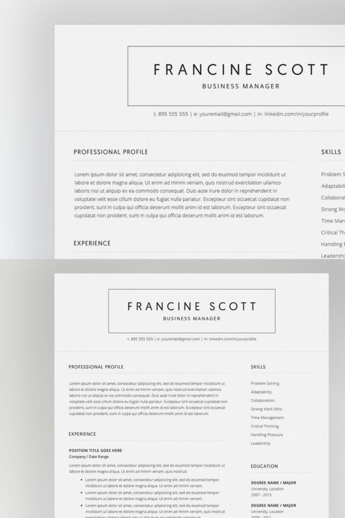 Resume Template / 4 Pages Template – MasterBundles