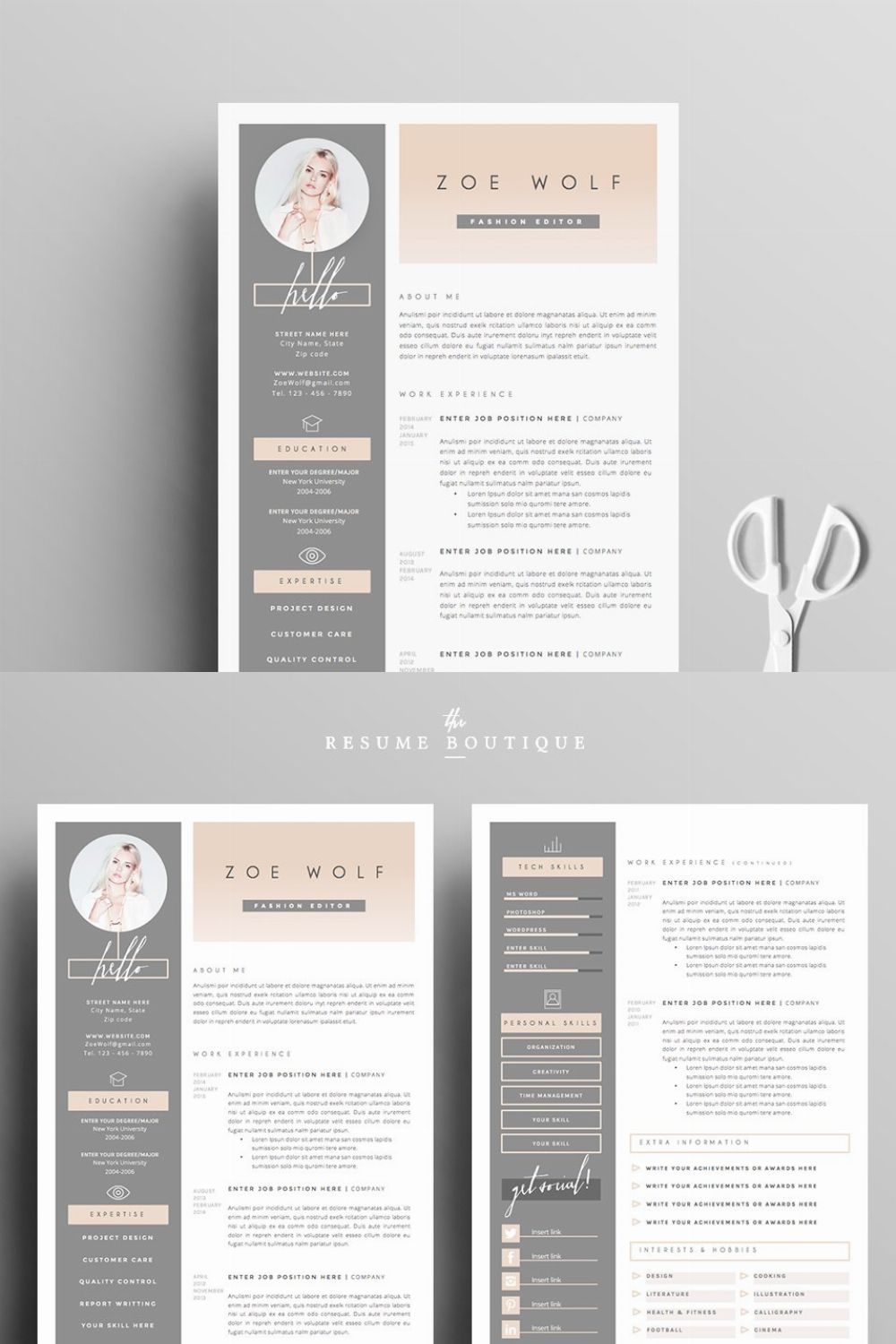 Resume Template 5pages  | Dolce Vita pinterest preview image.