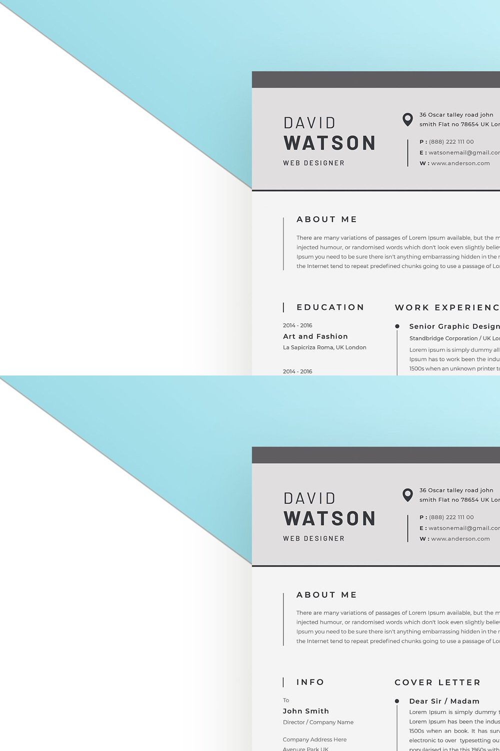 Resume Template pinterest preview image.