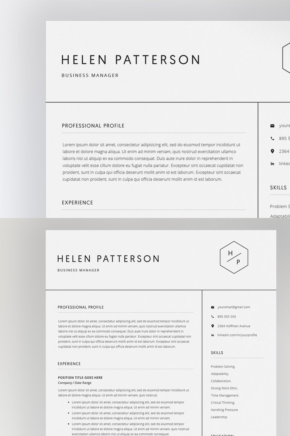 Resume Template and Cover Letter pinterest preview image.