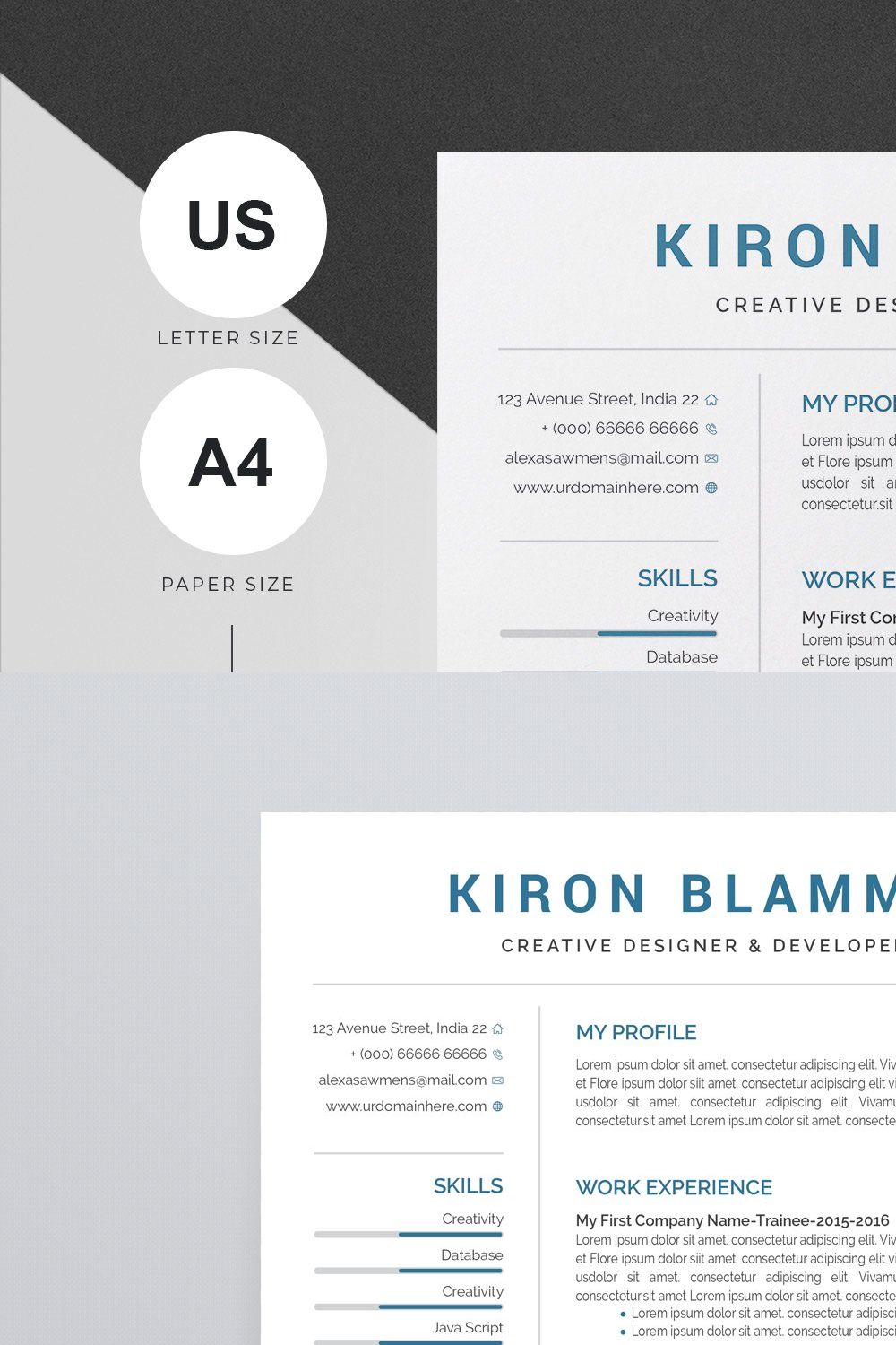 Resume Template & Business Card pinterest preview image.