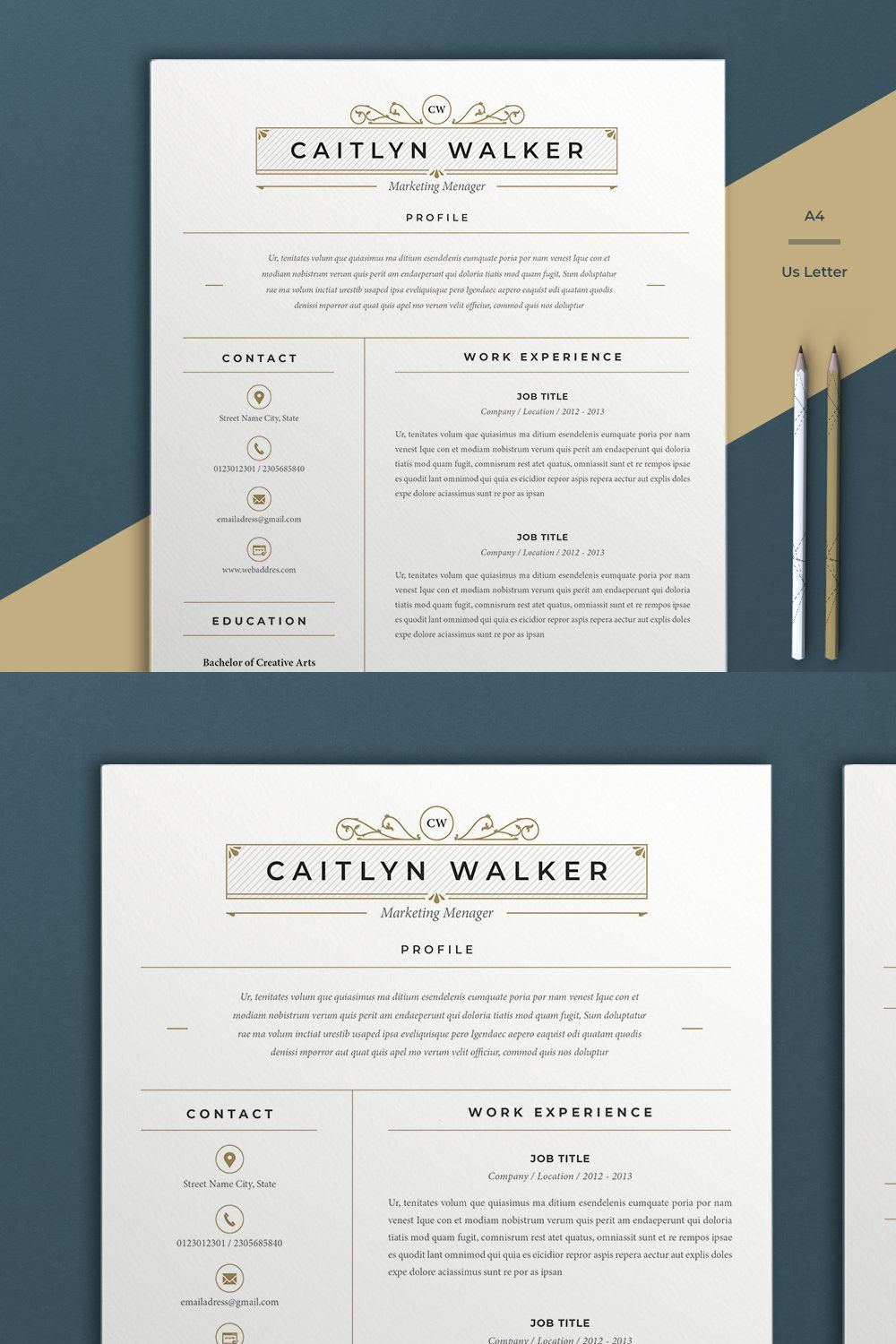 Resume Template | Caytlyn pinterest preview image.