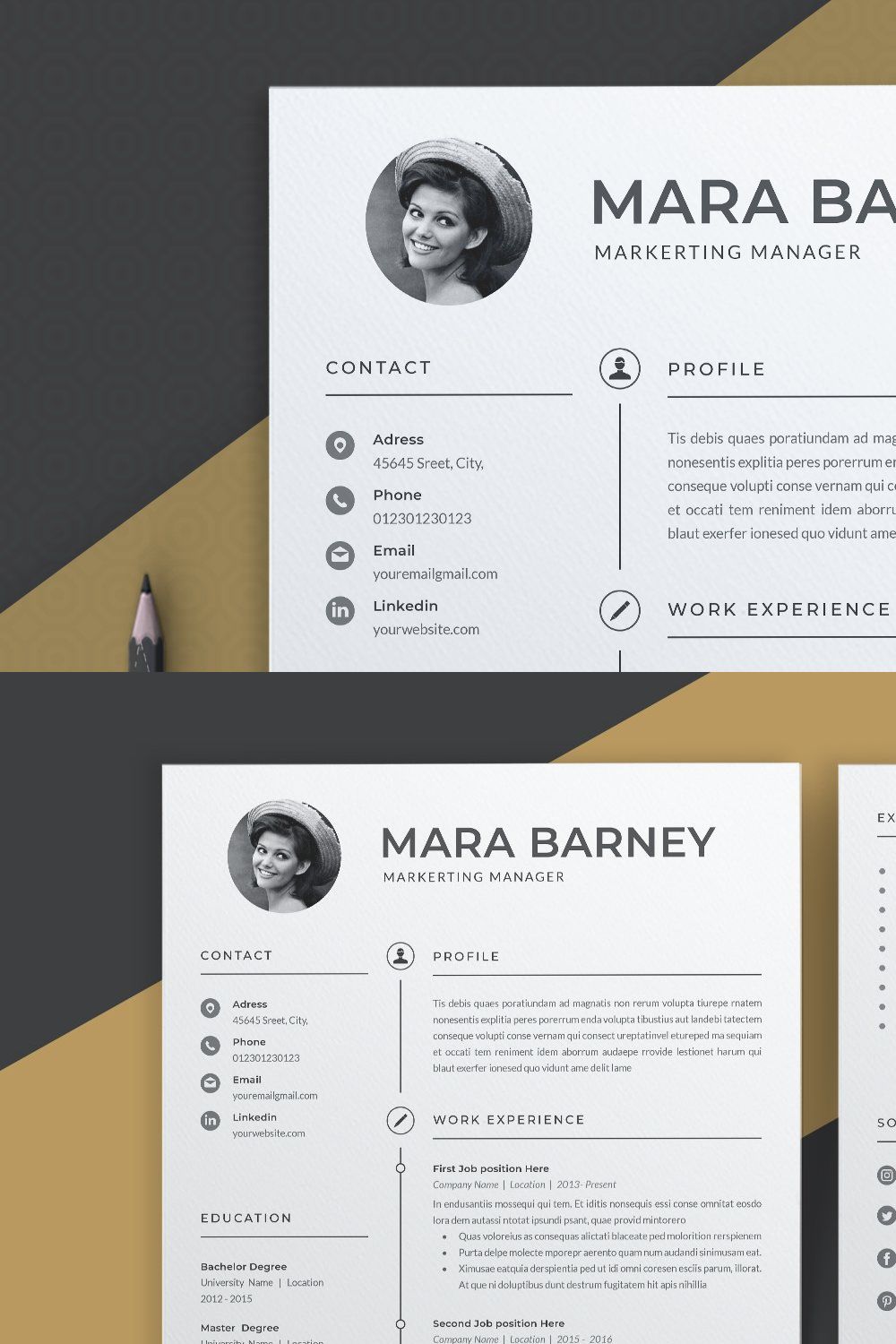 Resume Template | Cv pinterest preview image.