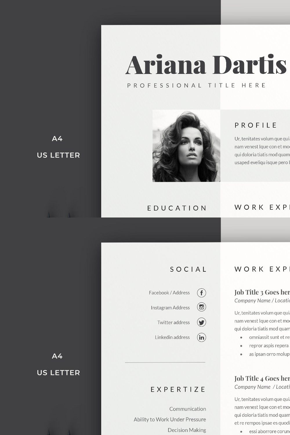 Resume Template Cv pinterest preview image.