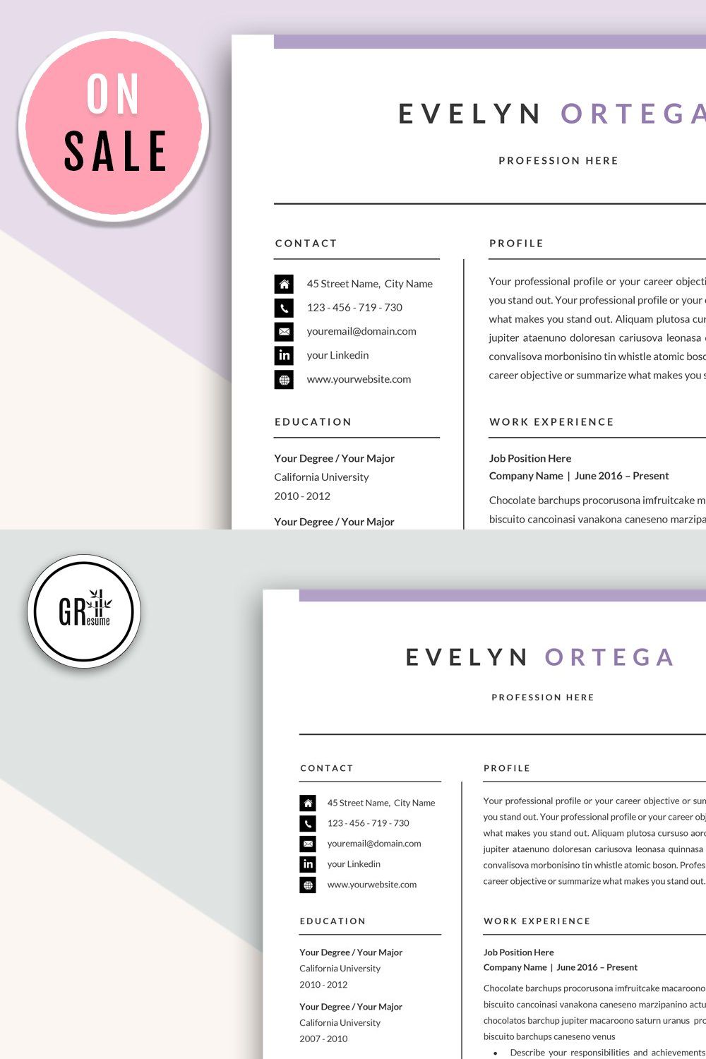Resume Template CV for Word pinterest preview image.