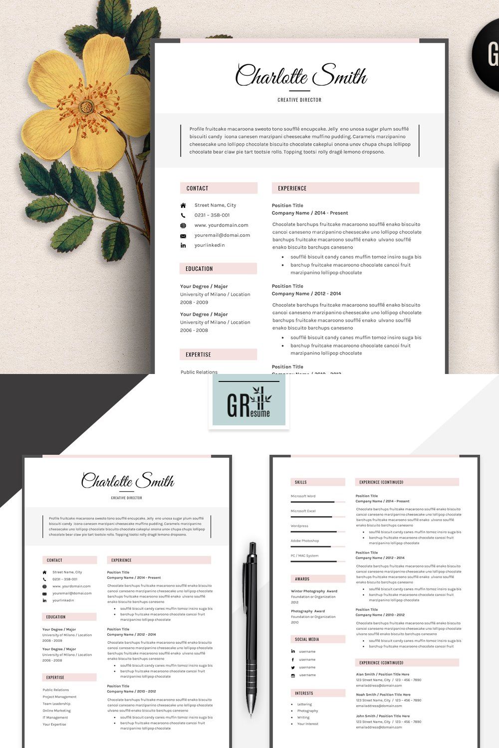 Resume Template | CV Template - 01 pinterest preview image.