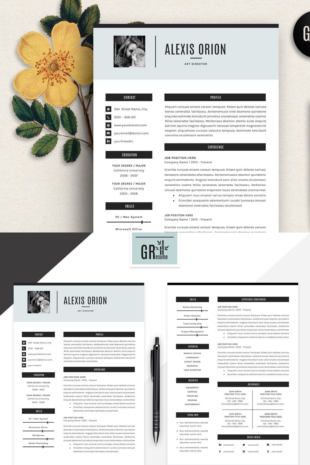Resume Template | CV Template - 03 pinterest preview image.