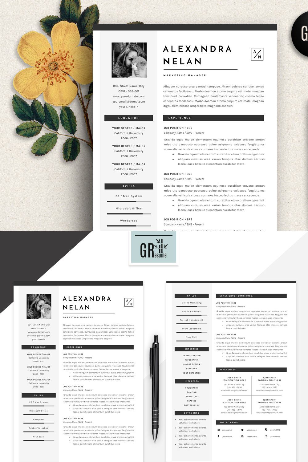 Resume Template | CV Template - 05 pinterest preview image.