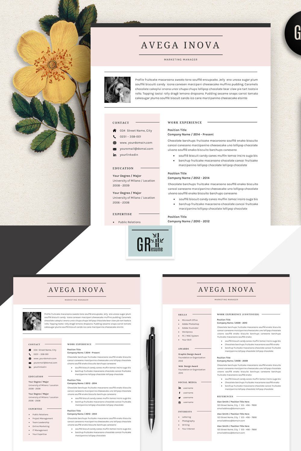 Resume Template | CV Template - 06 pinterest preview image.