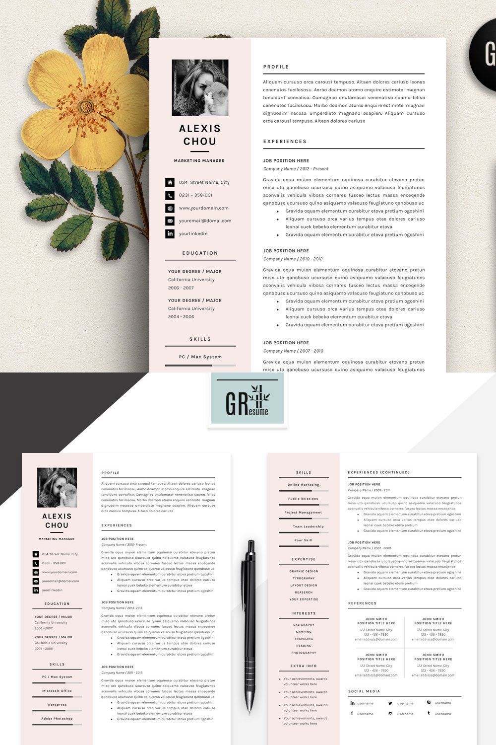 Resume Template | CV Template - 07 pinterest preview image.