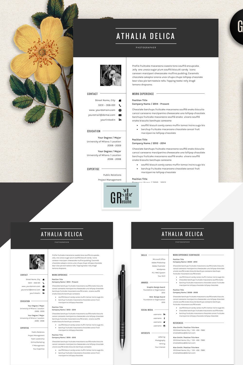Resume Template | CV Template - 08 pinterest preview image.