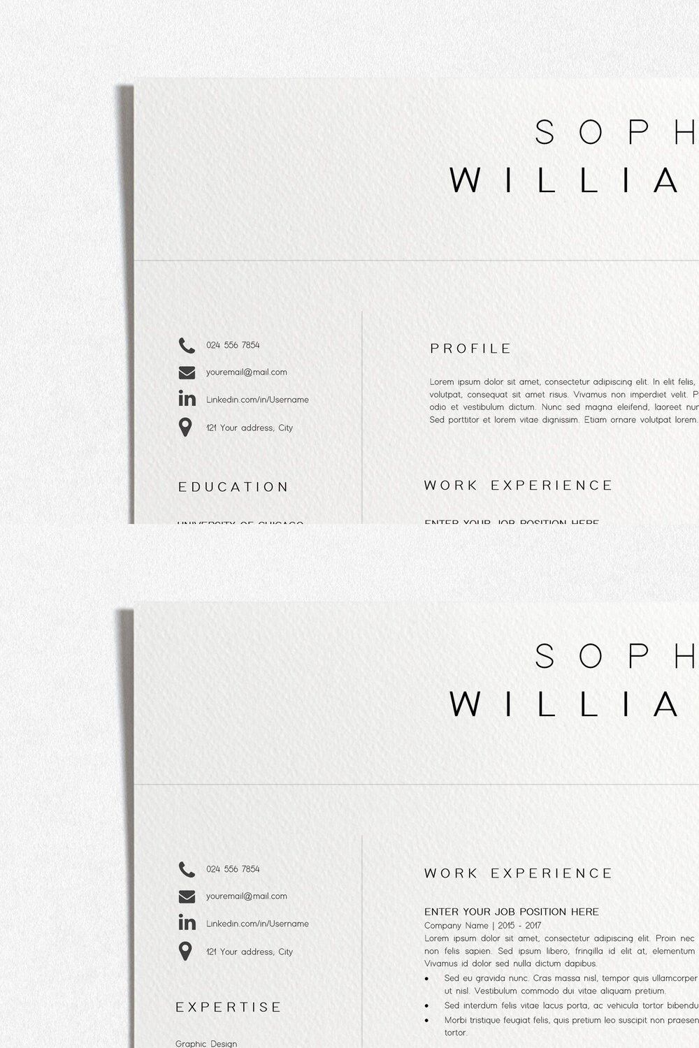 Resume Template | CV Template pinterest preview image.