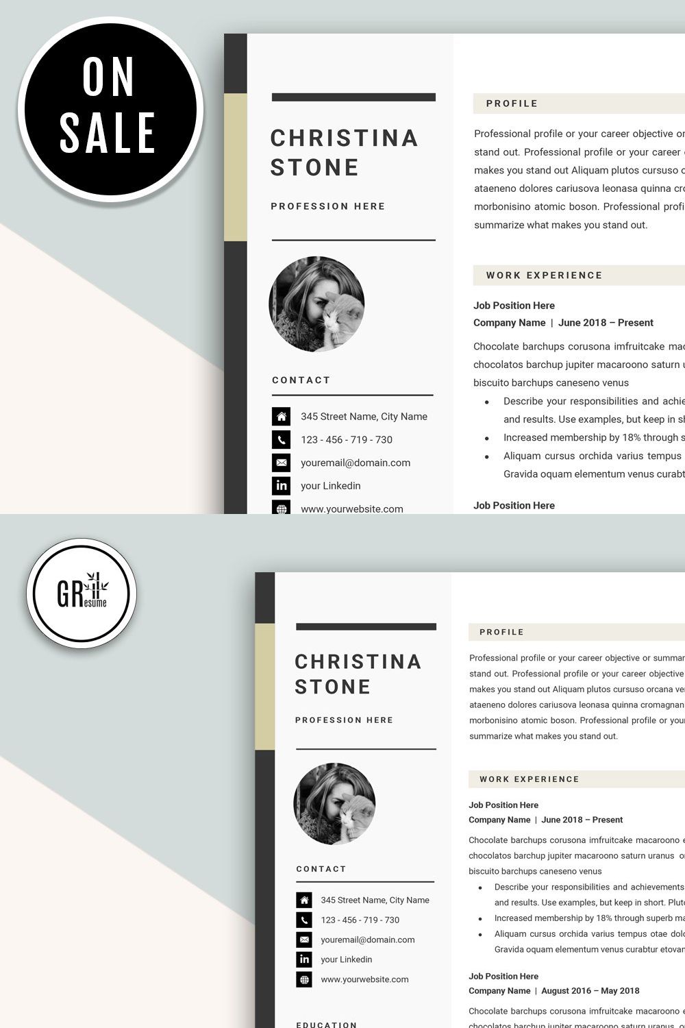 Resume template CV Template - SALE pinterest preview image.