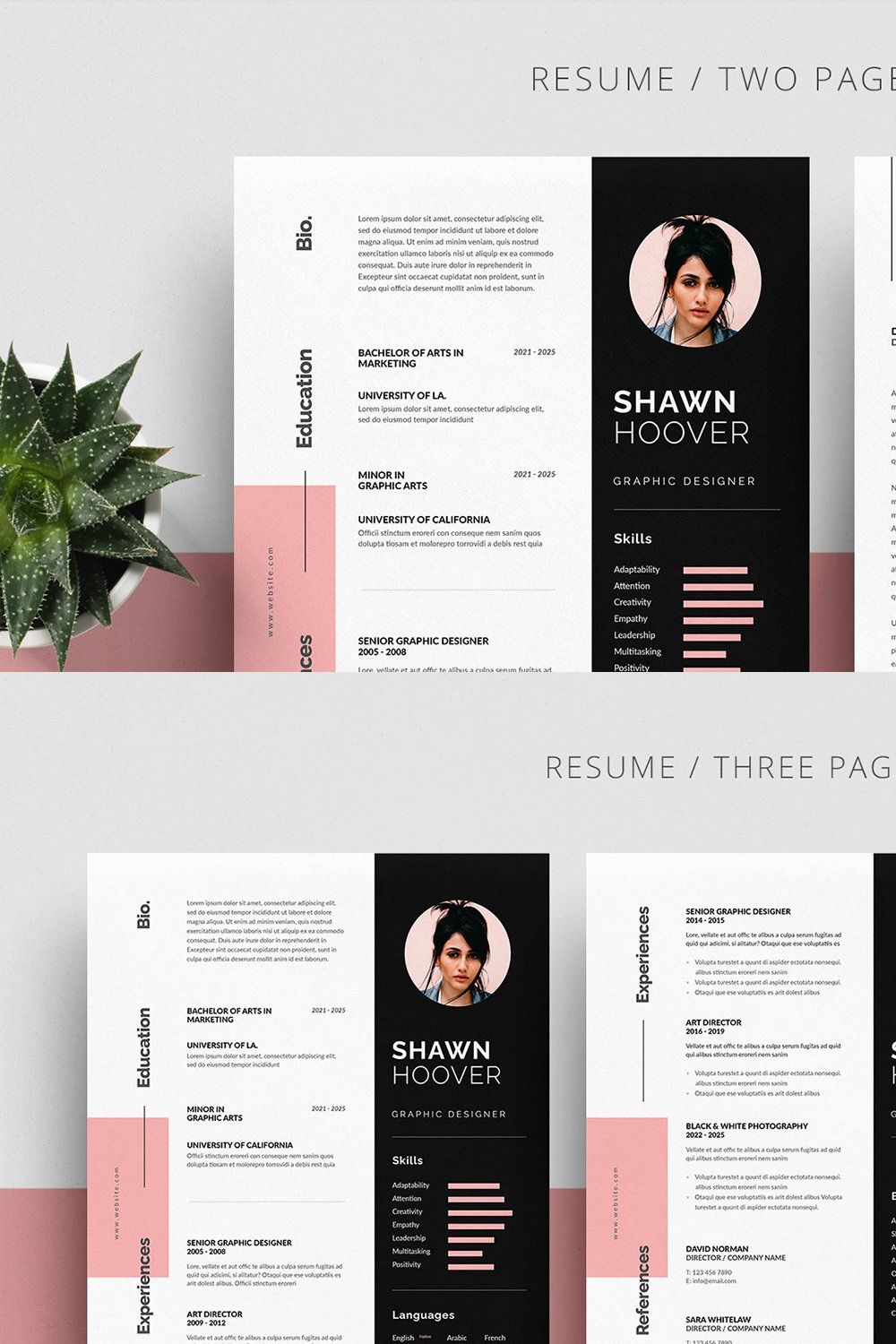Resume Template | DOCX, PSD, INDD pinterest preview image.