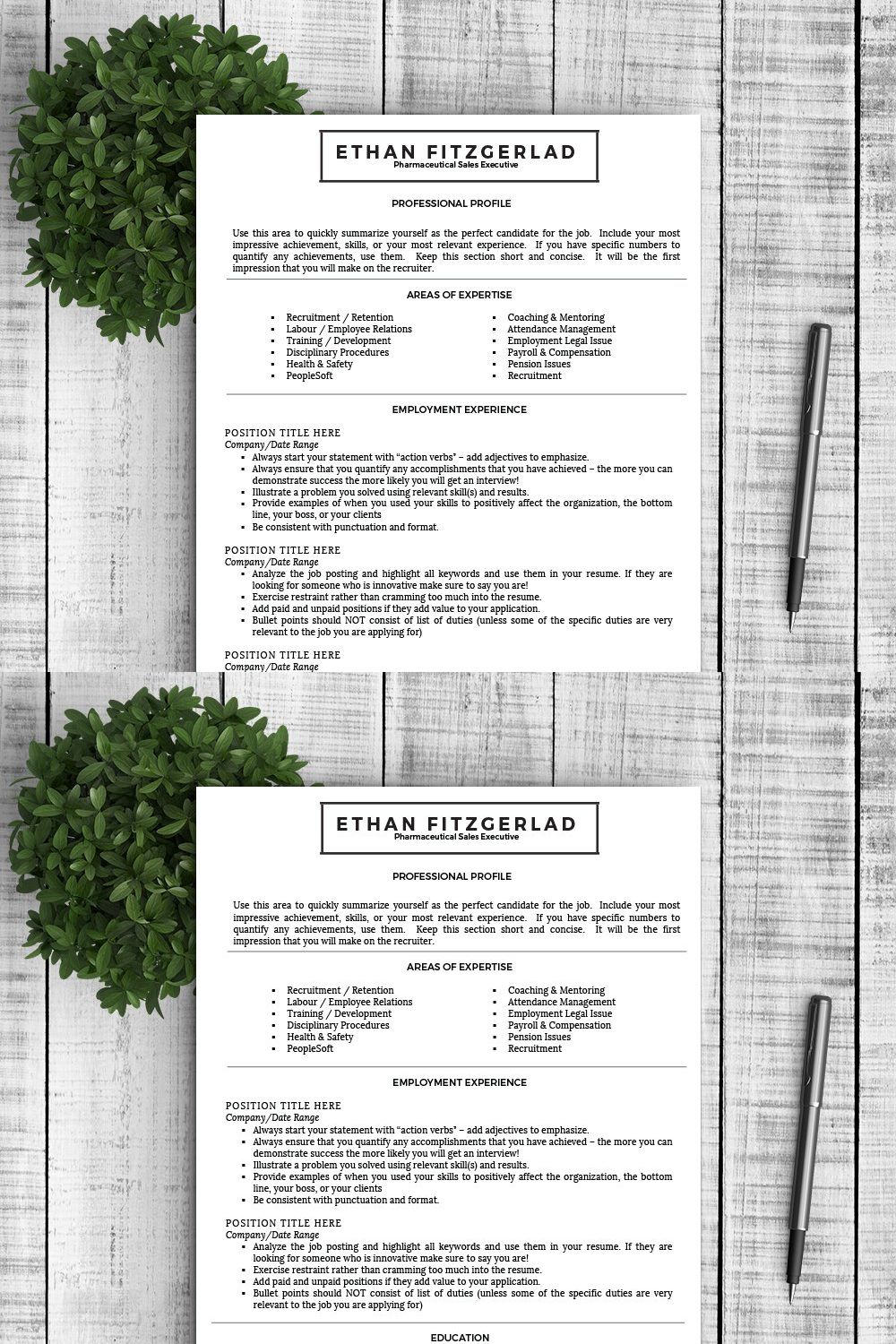 Resume Template "Ethan" pinterest preview image.