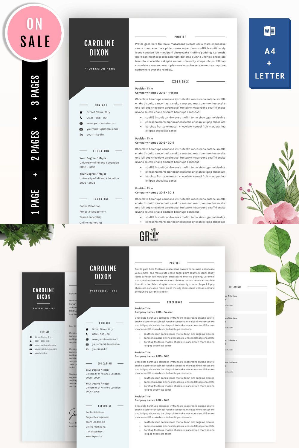 Resume Template for Microsoft Word pinterest preview image.