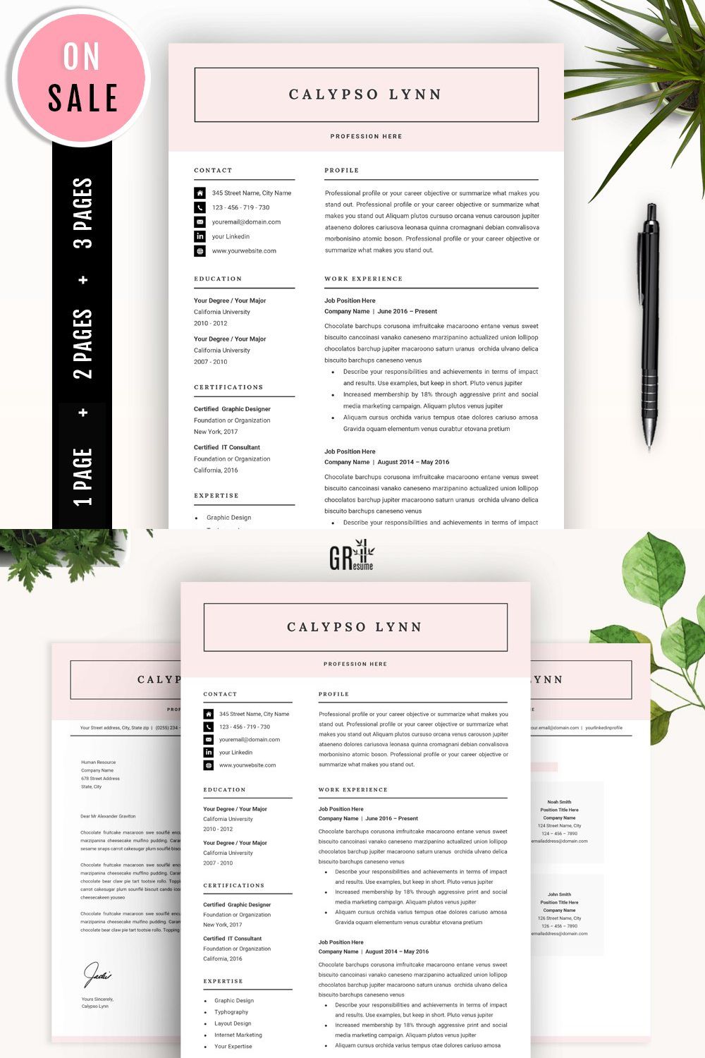 Resume Template for Microsoft Word pinterest preview image.