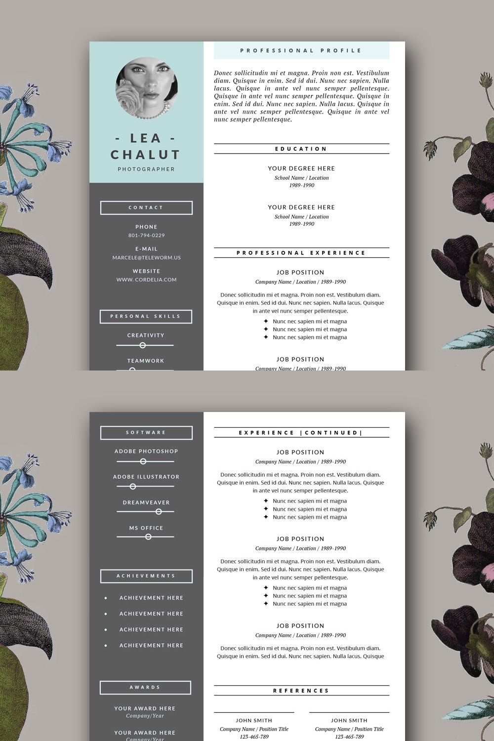 Resume Template for MS Word pinterest preview image.