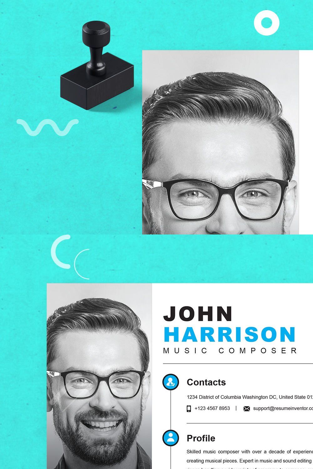 Resume Template for Music Composer pinterest preview image.