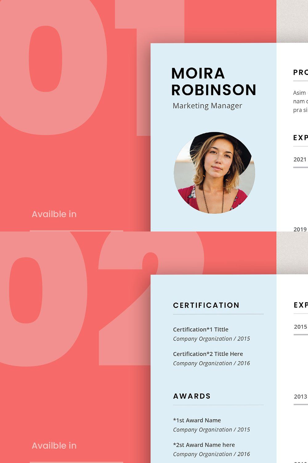 Resume Template for Word pinterest preview image.