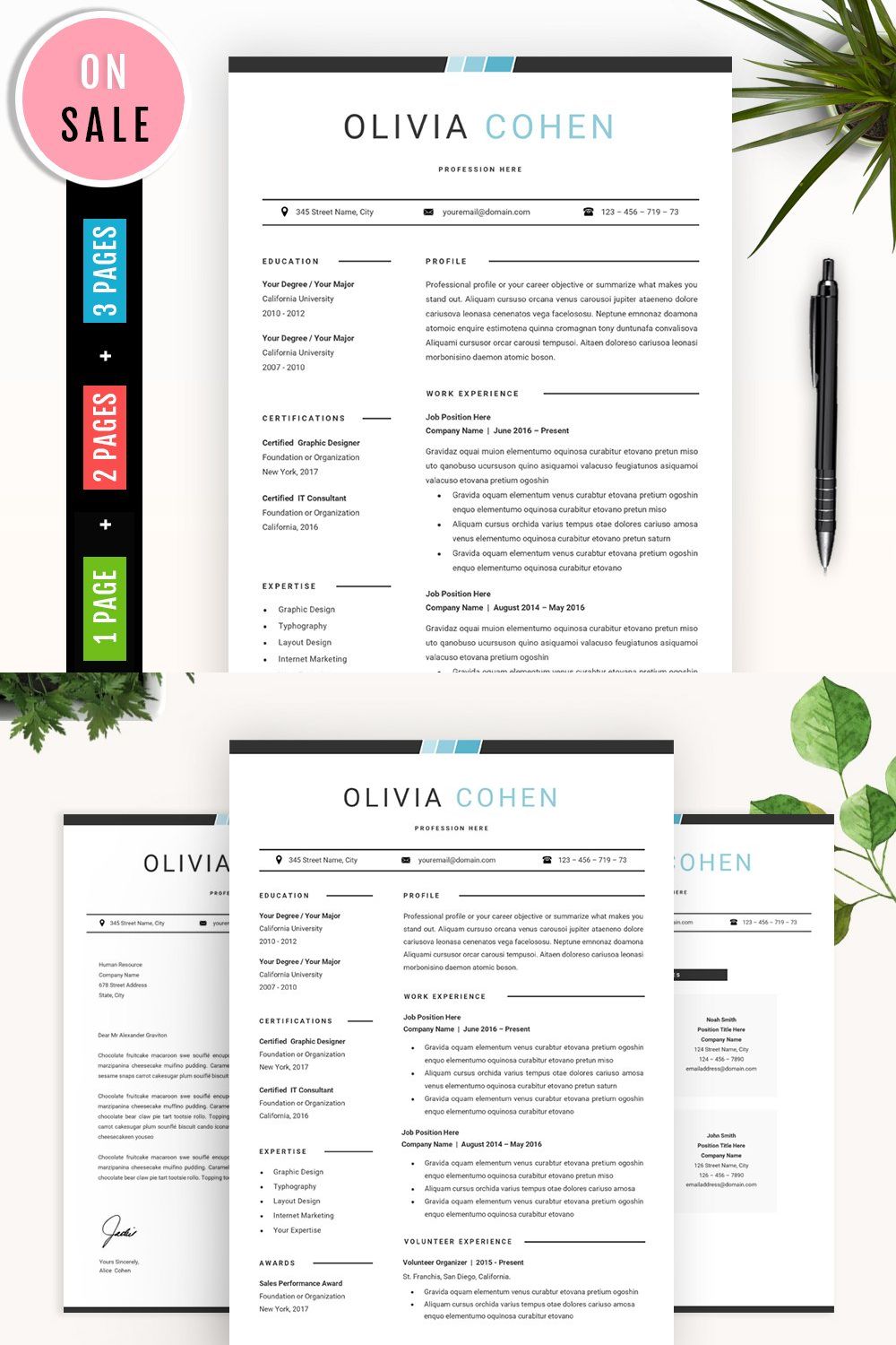 Resume Template For Word pinterest preview image.