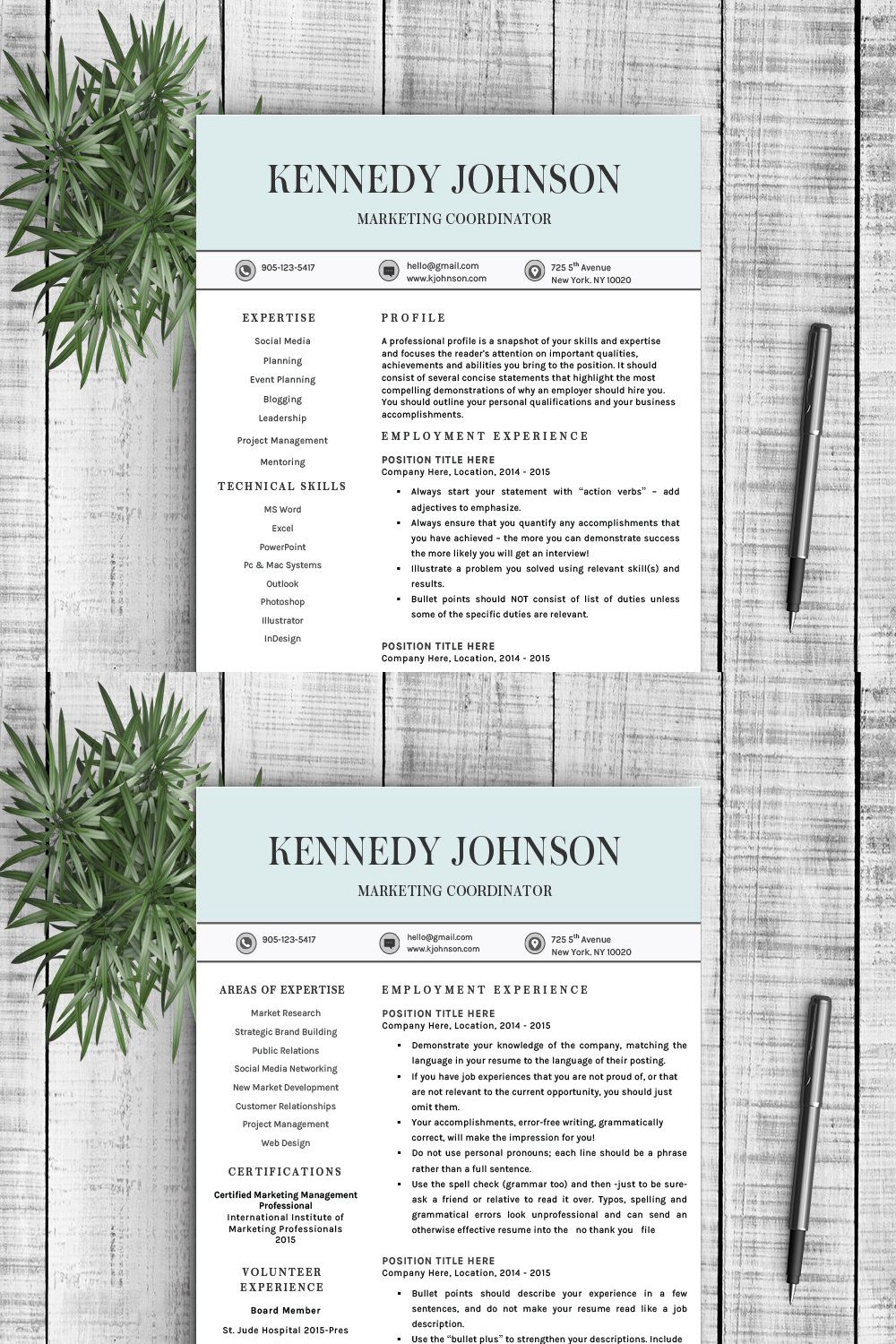 Resume Template "Kennedy" pinterest preview image.