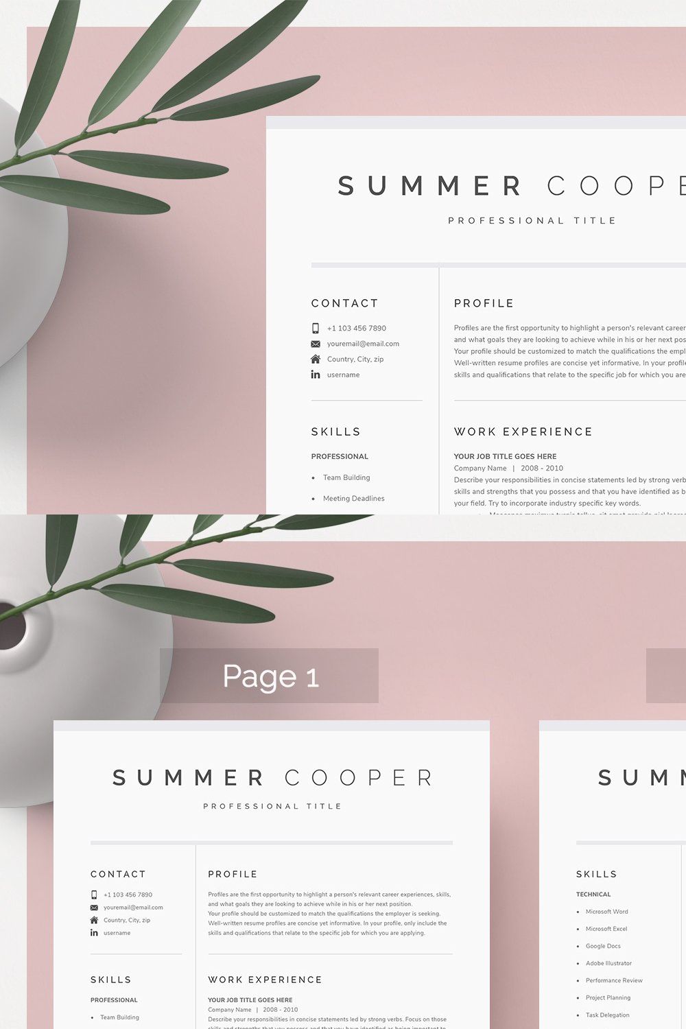 Resume Template Kit pinterest preview image.