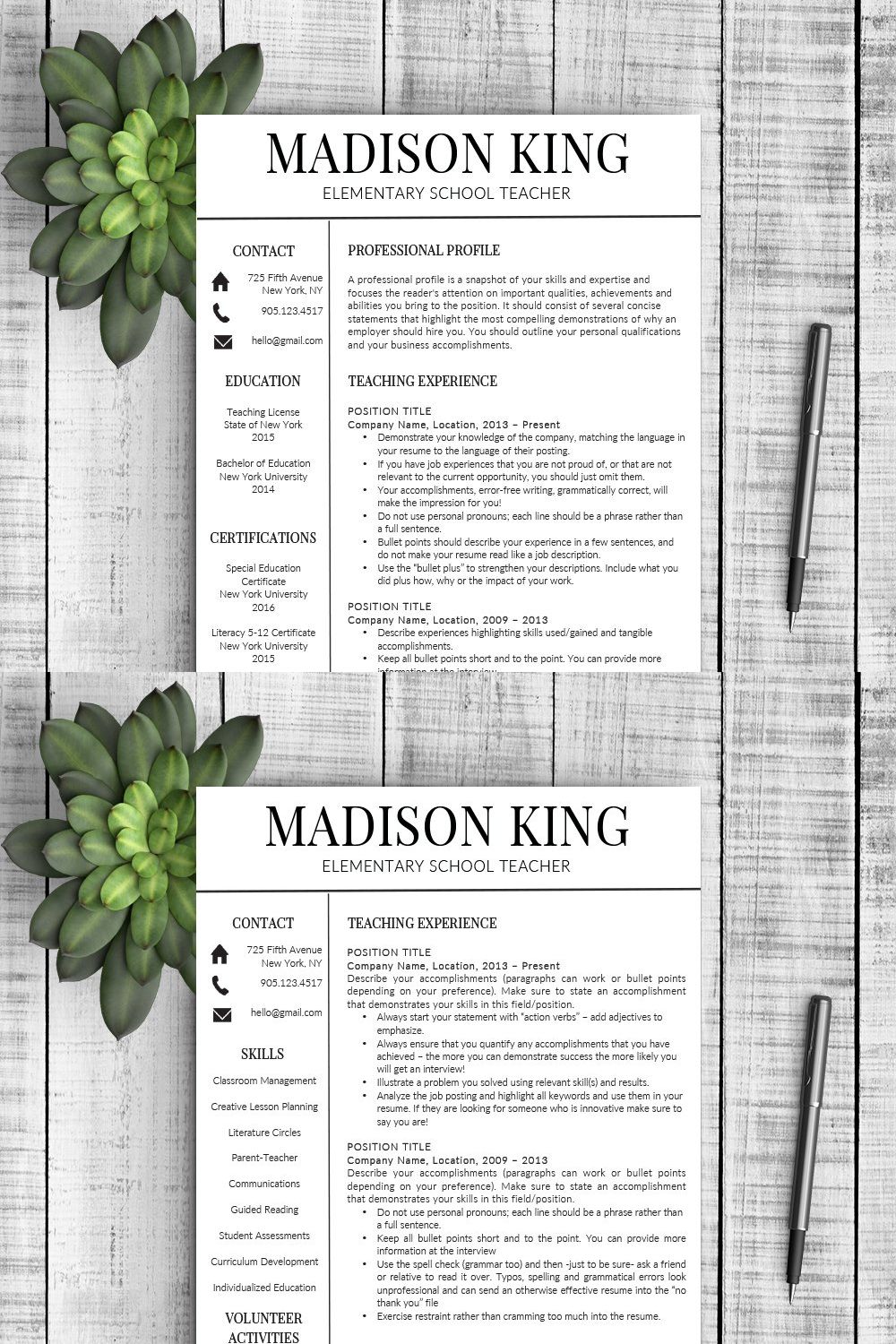 Resume Template "Madison" pinterest preview image.