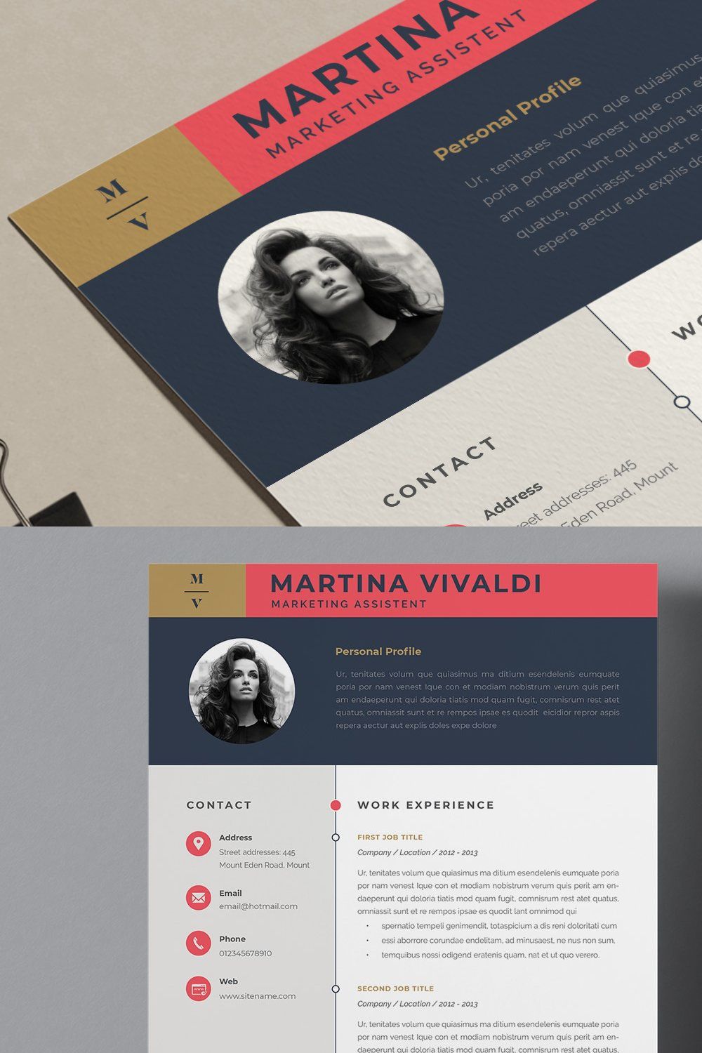 Resume Template | Martina pinterest preview image.