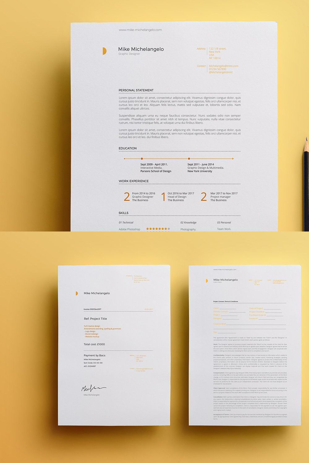 Resume Template Pack | Michelangelo pinterest preview image.