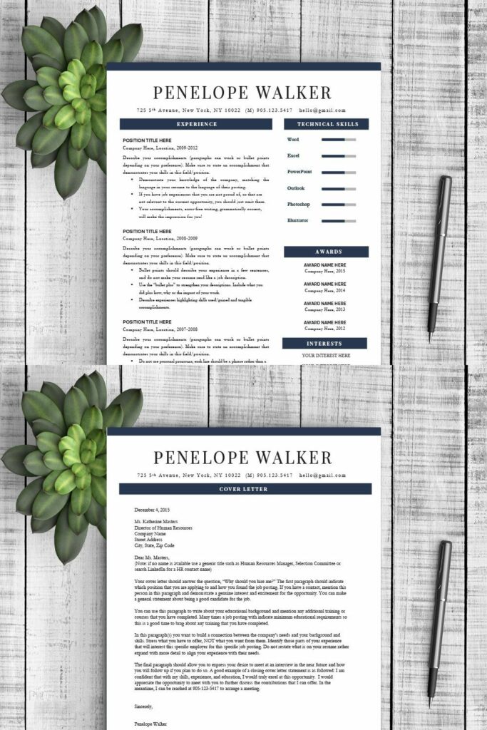 Resume Template "Penelope" MasterBundles