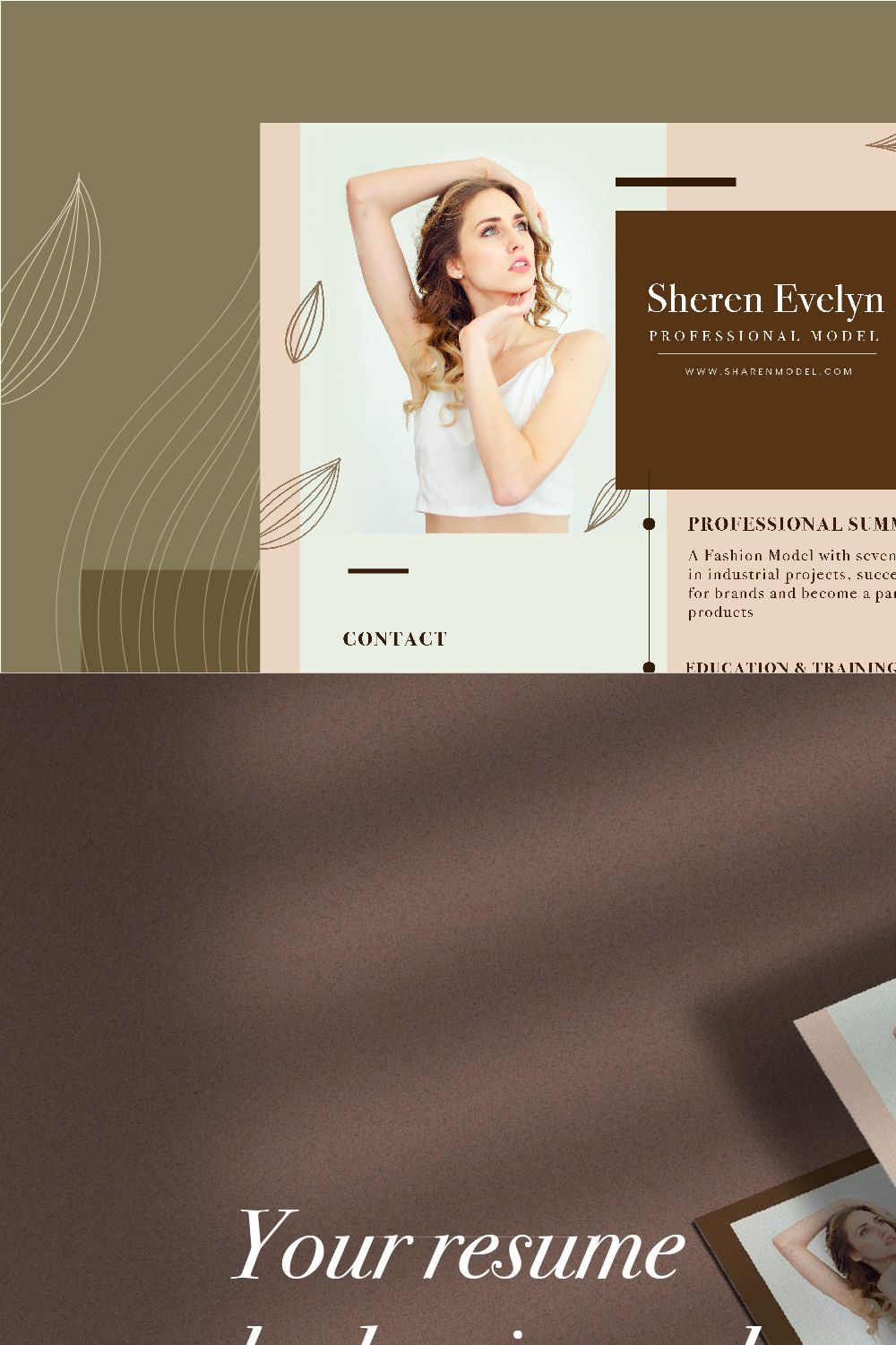 Resume Template - "Sheren" pinterest preview image.